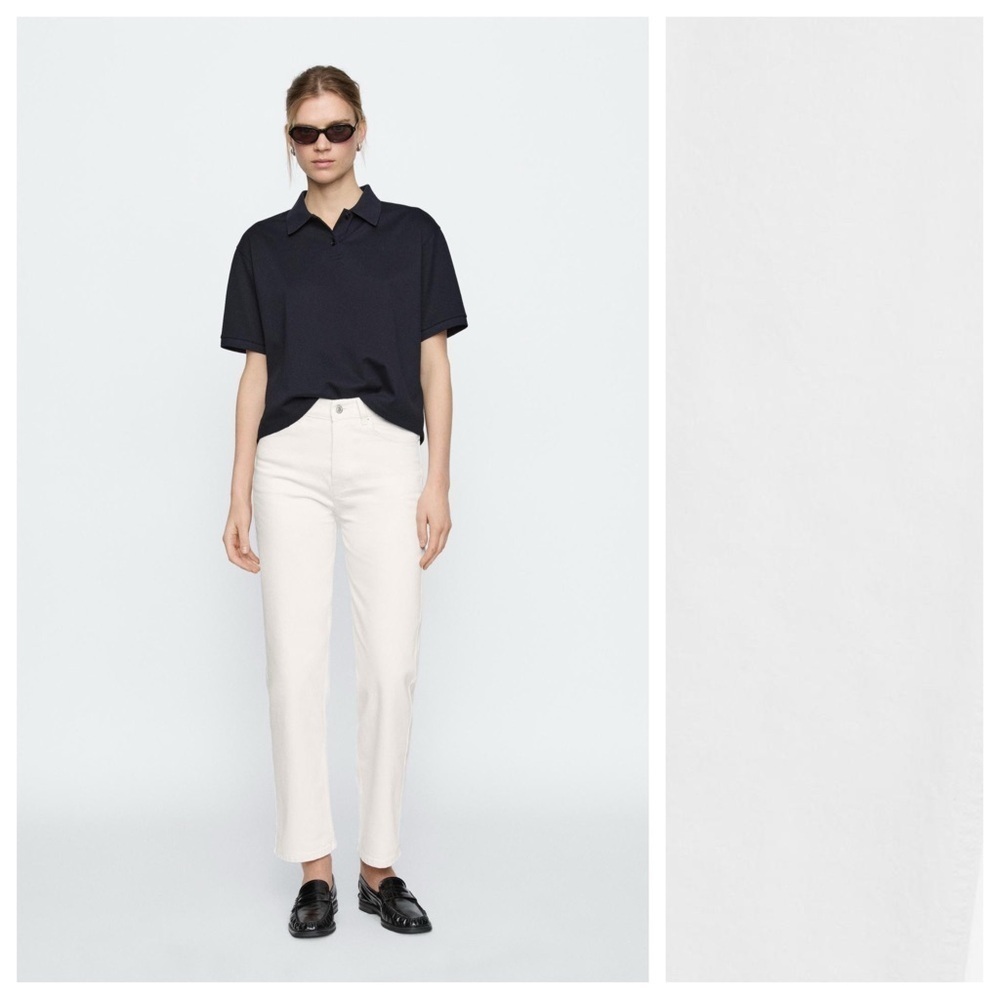 NWT. Massimo Dutti Cream Straight-Leg Mid-Rise Jeans. Size 4.